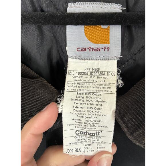 Vintage Carhartt Chore Coat Men's Large Tall Black Quilted Outdoor Workwear - Picture 3 of 7
